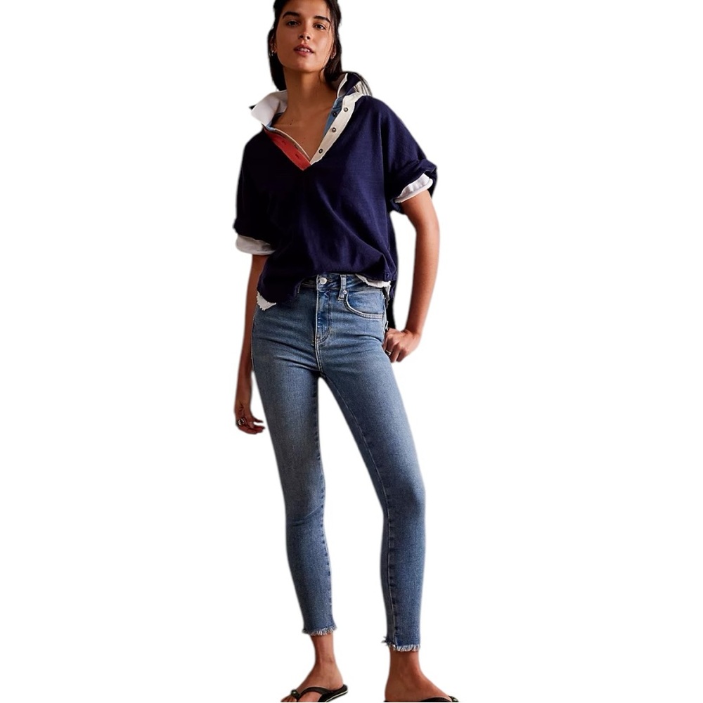 We The Free Raw High-Rise Jeans Size 27 Deep Indigo NWT